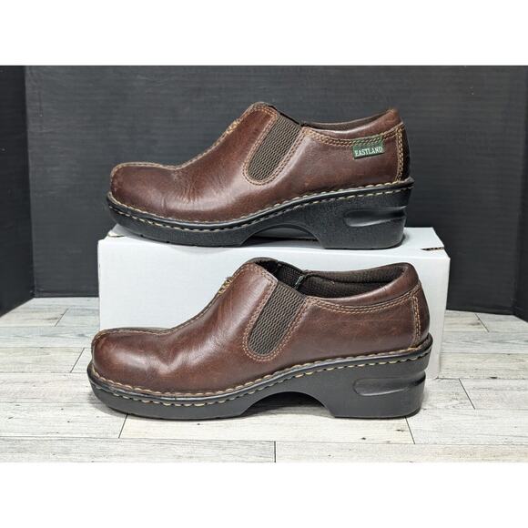 Eastland Cordovan Brown Split Toe Closed Back Slip On Clog Women's Size 7M - Picture 3 of 7